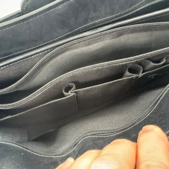 Jack Georges Black Leather Briefcase Executive Business Bag W/Adjustable Straps - Picture 9 of 16